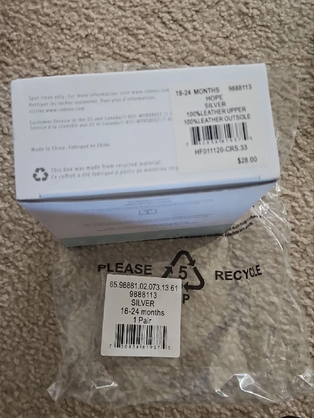NWT Silver Hope Rainbow Robeez 18-24 mos